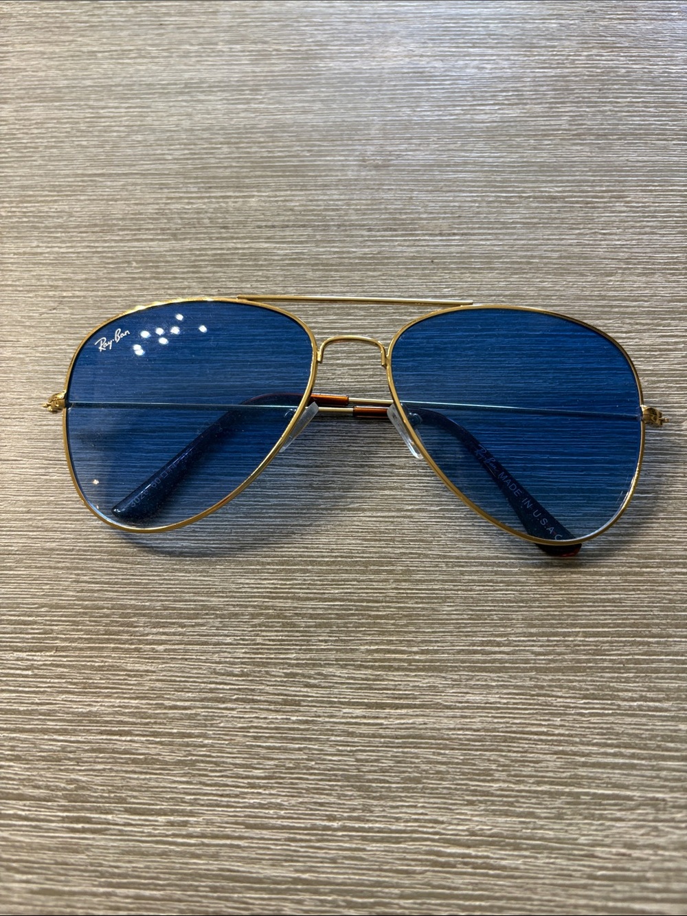 Ray-Ban Men’s Aviator Sunglasses - Gold Frame with Blue Lenses